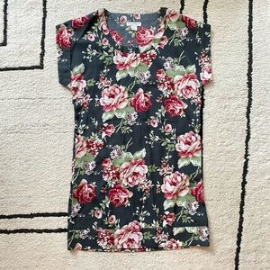 COTTON ON Green Red Floral Short Sleeve Shift Mini Dress